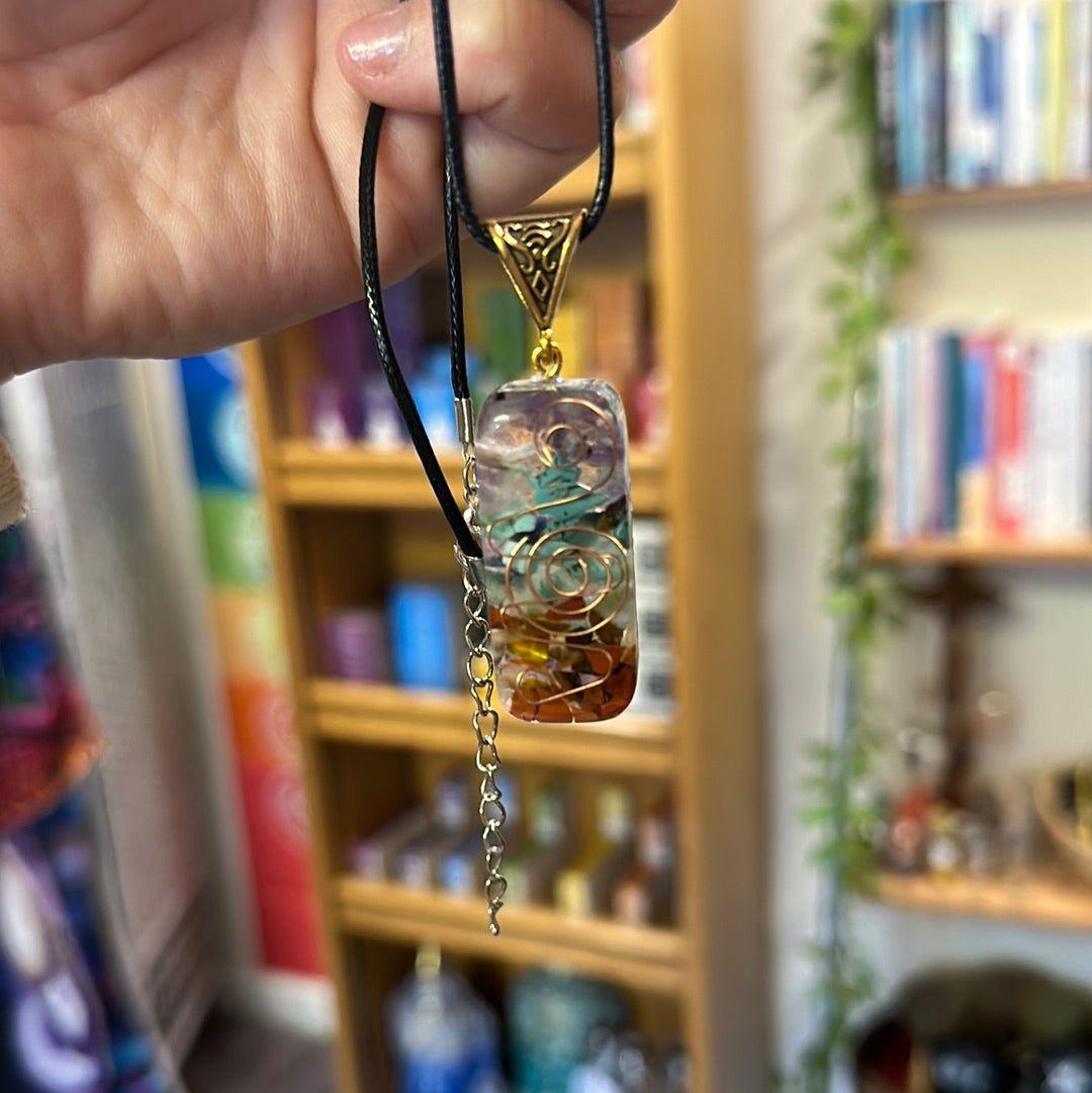 Chakra Orgonite Rectangular Necklace