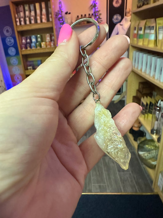 Rough Citrine Point Keyring