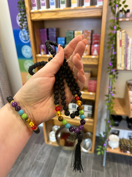 Black Dimple Chakra Mala Bead Set