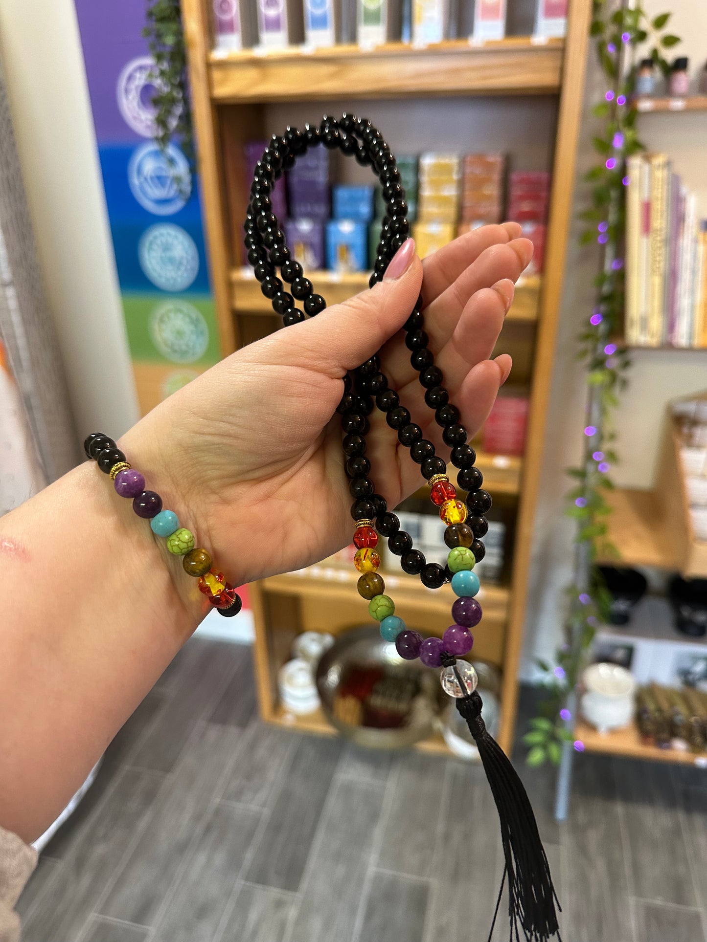 Black Shiny Chakra Mala Bead Set