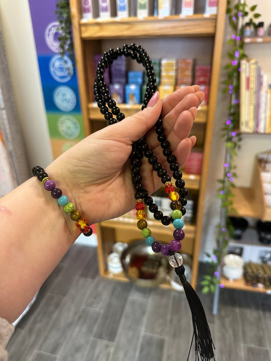 Black Shiny Chakra Mala Bead Set