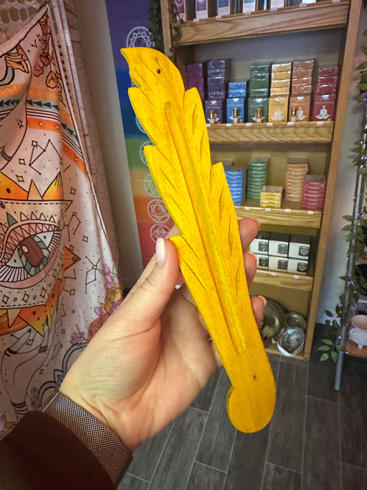 Yellow Leaf Wooden Incense Holder