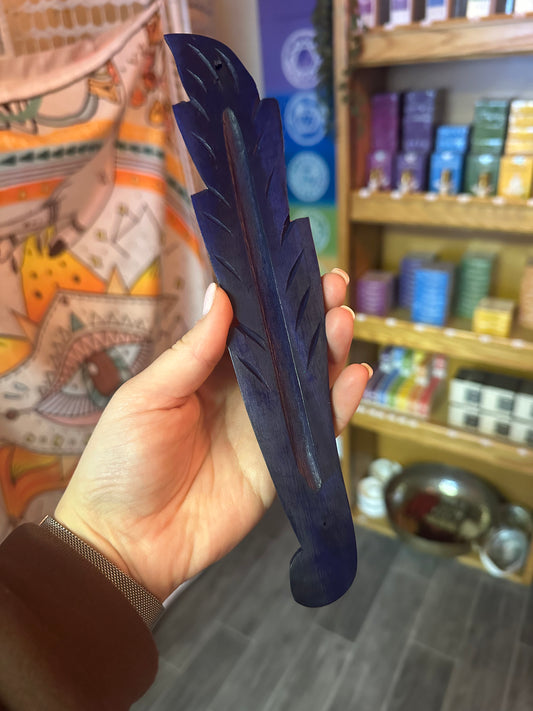 Dark Blue Wooden Incense Holder