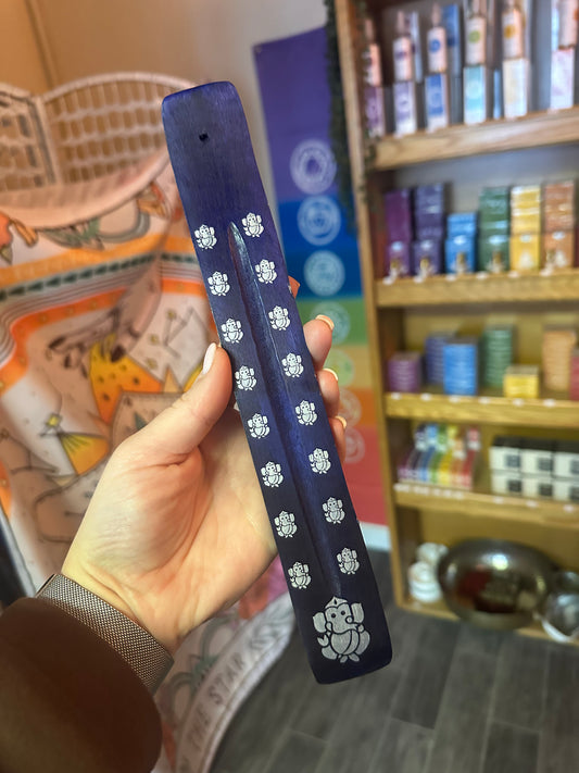 Dark Blue Wooden Incense Holder