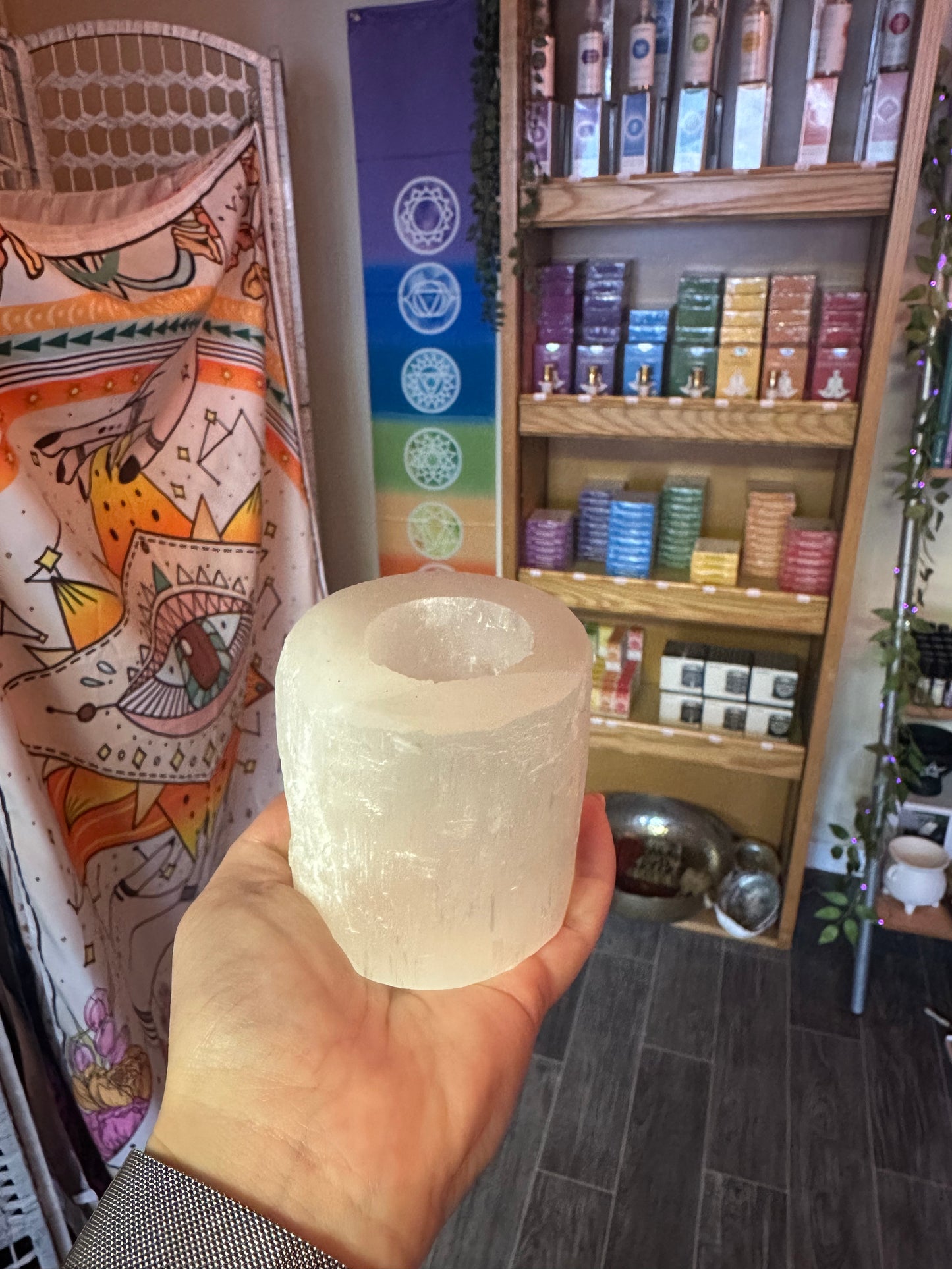 Selenite Tea Light Holder