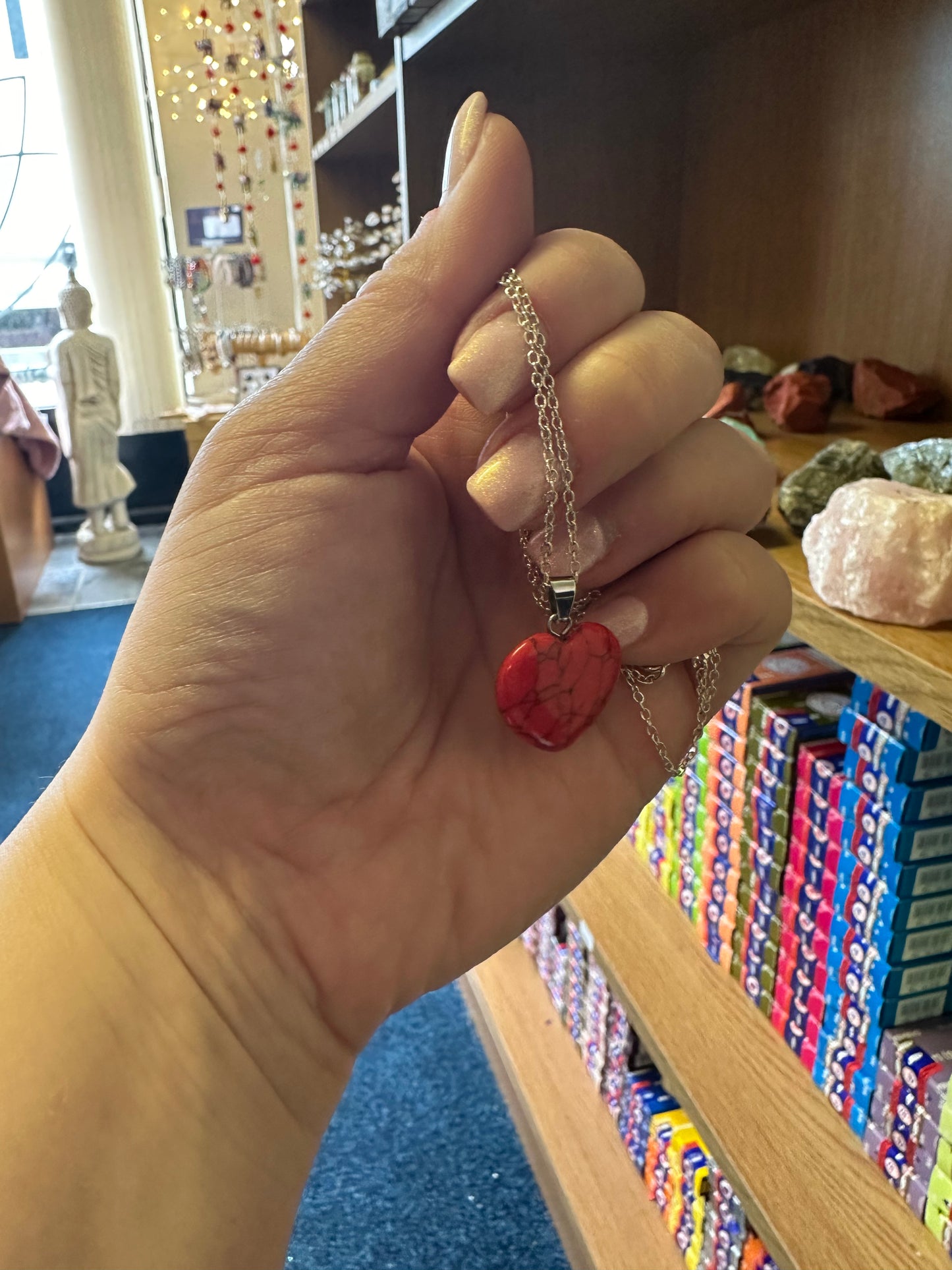 Red Howlite Heart Necklace