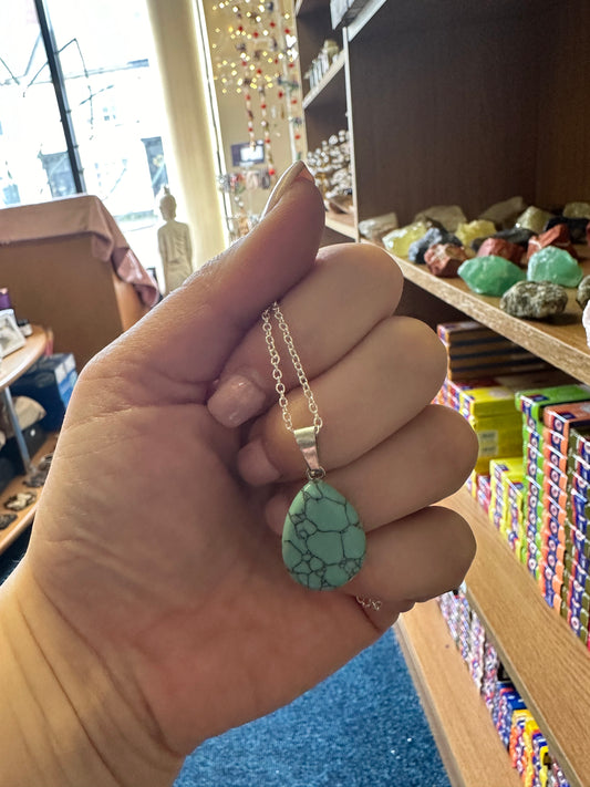 Turquoise Howlite Teardrop Necklace