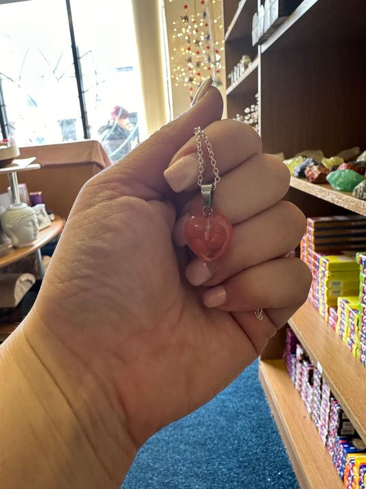 Cherry Quartz Heart Necklace