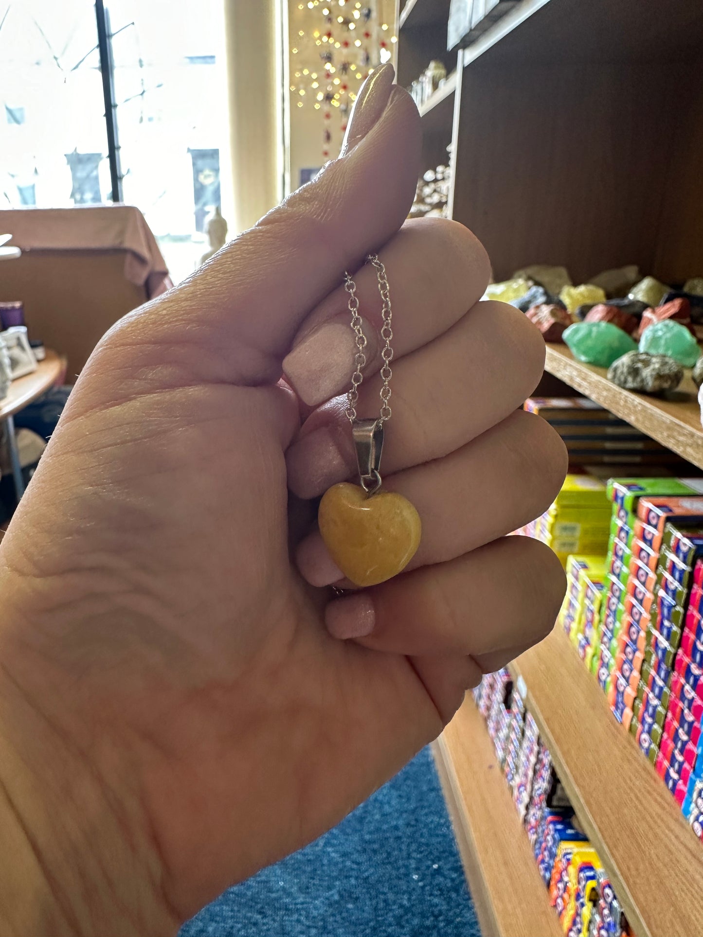 Honey Calcite Heart Necklace