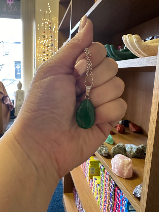 Green Quartz Teardrop Necklace