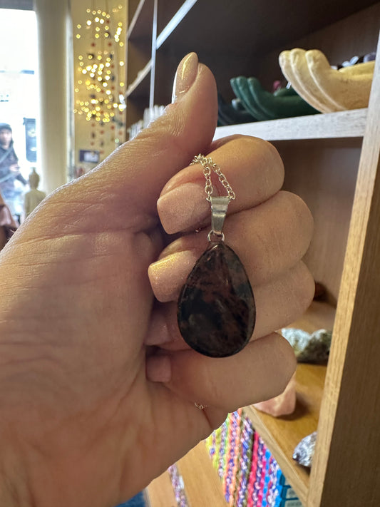 Mahogany Obsidian Teardrop Necklace