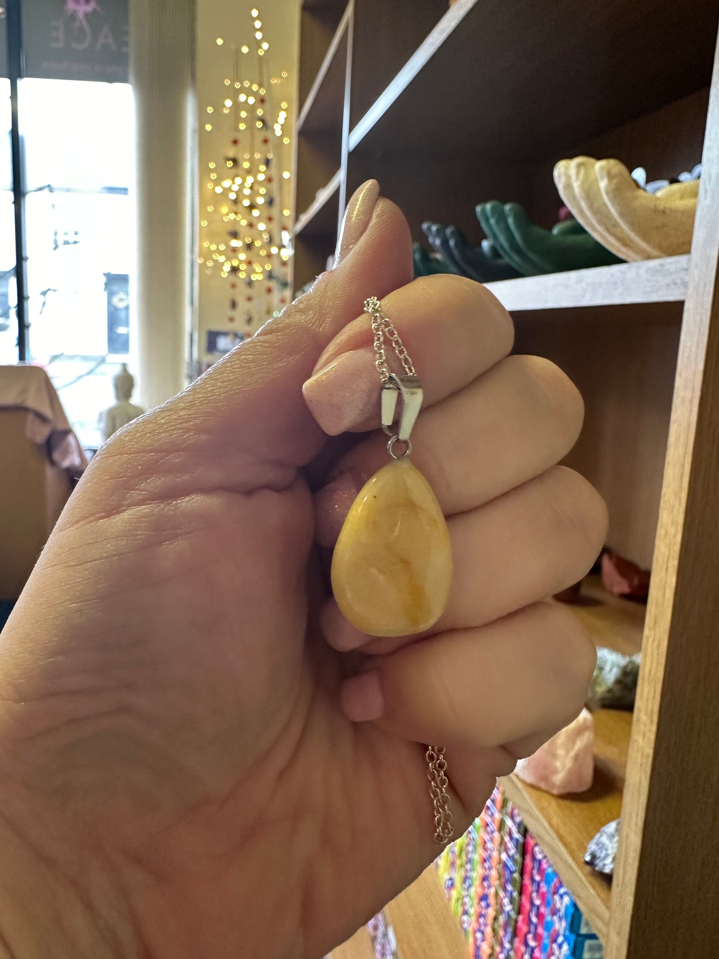 Honey Calcite Teardrop Necklace