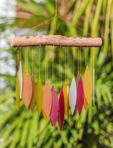 Sunset Falling Leaves Glass Windchime